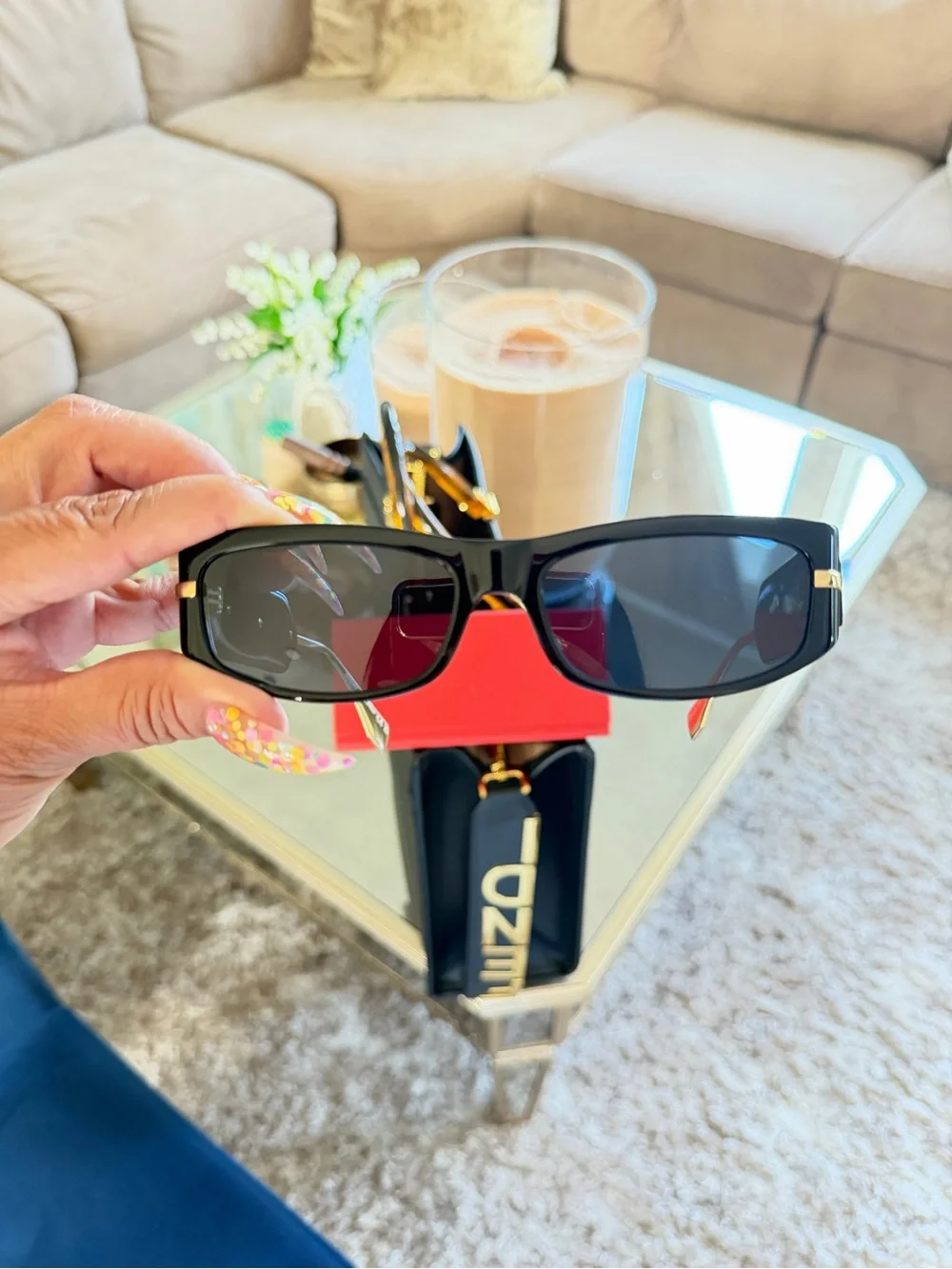 Fendi Black and Gold Logo Shield Sunglasses